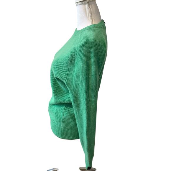 Rag & Bone Waffle Knit Cashmere Crewneck Sweater Grass Green S - Picture 5 of 8